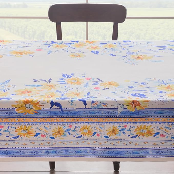 Maison d' Hermine Table Cloth Rectangle Table 100% Cotton 54 x 72 Inches Tablecloth Reusable Decorative for Dining Room Farmhouse Home Valentines Day Decorations Spring Summer - Girassol