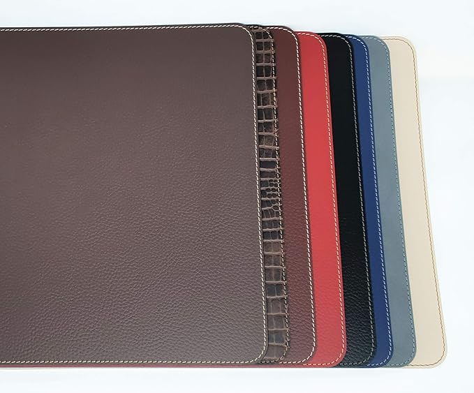 Nikalaz Set of Red Placemats and Coasters, 4 Table Mats and 4 Coasters, Recycled Leather, Place Mats 18'' x 13'' and Coasters 3.9'' x 3.9''