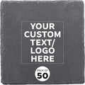 Custom Sohag Square Slate Coasters Set of 50, Personalized Bulk Pack - Table Decor, Kitchen Decor, Wedding Favors - Black