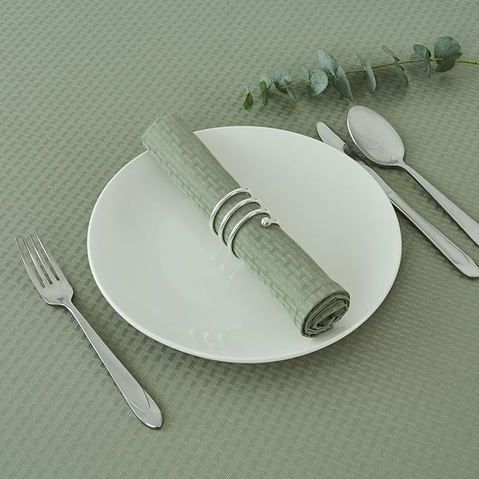 maxmill Cloth Napkins Weaved Texture Pattern Soft Comfortable and Luxury Serviette for Restaurant Family Dinners Weddings Parties and Banquets Set of 4 Pieces, 20 x 20 Inch Sage Green