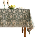 ISAENNE Designer Grayish Green Linen Extra Long Tablecloth Rectangle,Floral Stain Resistant Table Cloth,Fall Vintage Decor Tablecloths for Dining Thanksgiving Kitchen,67"*118"-Andrew A