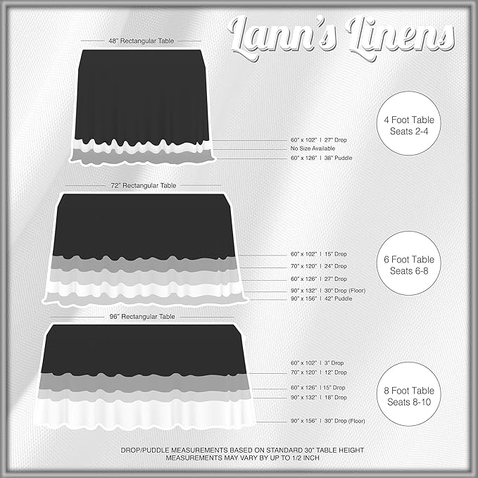 Lann's Linens 60 x 126 Inch Rectangular Tablecloth, Washable Polyester Fabric Table Cloth for Dining Tables, Parties, Restaurants, Weddings - Ivory