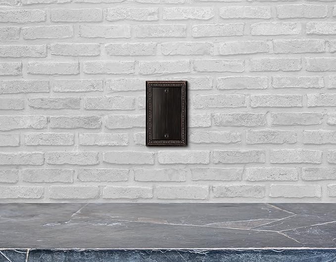 Henne Bery Sunken Pearls Heavy Duty Decorative Wall Plate Switch Plate Outlet Cover (Single Blank, 2 Pack, Aged Bronze)
