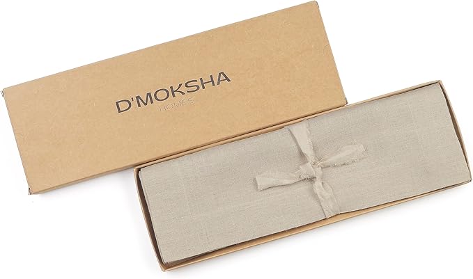 D'Moksha Homes Linen Natural Placemats Set of 6-100% Pure Linen Placemats 14 x 19 Inch for Valentines, Spring, Easter - Handcrafted and Machine Washable
