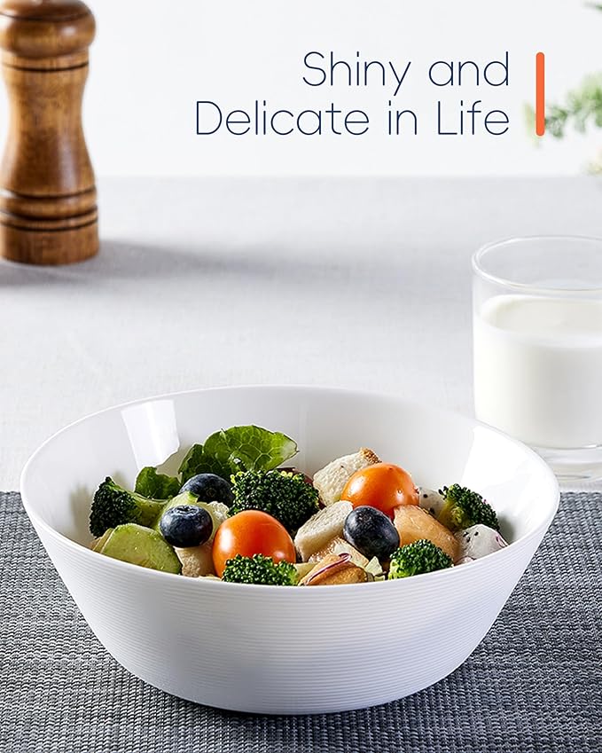 38 OZ Soup Bowl Set of 4, Opal Glass 7.5 inch White Bowls for Ramen, Noodle, Salad, Fruit, Pho, Dishwasher and Microwave Safe