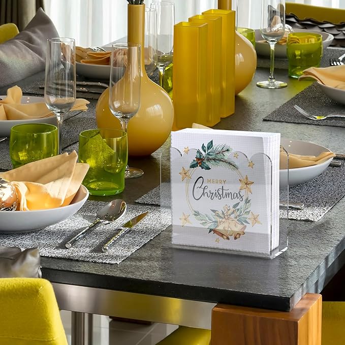 SILUT 2 Pack Clear Napkin Holder for Table, Acrylic Napkins Holder, Napkin Dispenser for Kitchen, Cocktail Napkin Holder for Restaurant, Bar napkin holder, Napkin Freestanding Holder