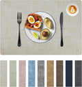 Placemats Set of 6 Faux Leather Heat Resistant Tables Mats Waterproof Oilproof Wipeable Reversible Anti-Slip Place Mats for Kitchen/Dining/Party/Outdoor 11.8" x 16.9", Cream White