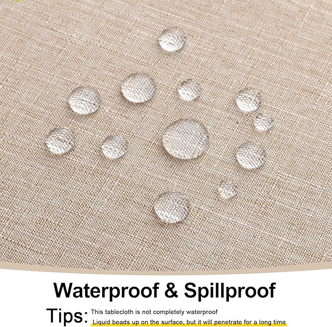 Smiry Rectangle Table Cloth Linen Textured, Waterproof Spillproof Anti-Wrinkle Burlap Tablecloth, Washable Decorative Fabric Table Cover for Dining, Party, Banquet, 60 x 84 Inch, Linen