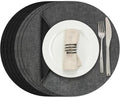Myir JUN Round Placemats Dual Sided, Faux Leather Place Mats Set of 4 Indoor Placemats for Dining Table Outdoor Placemats Non-Slip Washable Table Mats (Set of 8, Gray Black)