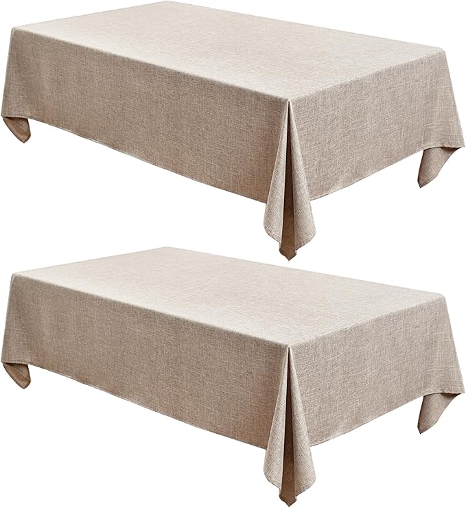 Fitable Square Linen Tablecloths 2 Pack, Linen Textured Fabric Table Clothes, Rustic Table Covers for Kitchen Dining, Party, Farmhouse (Nature, 54 x 54 Inch)