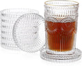 JUXYES 8 Pack Clear Crystal Coasters Round Cup Mat, Glass Coasters for Drinks Coffee Tea Wine, Decorative Wine Bottle Coaster, Crystal Drink Coasters for Restaurant bar Kitchen Dining Table
