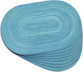 Noctiflorous Oval Braided Placemats Set of 8 Woven 12x18 Inch Non Slip Washable Heat Resistant Place Mats Round Tablemats for Dining Kitchen Party Daily Table Decor Dinner Mats (Sky Blue, 8)