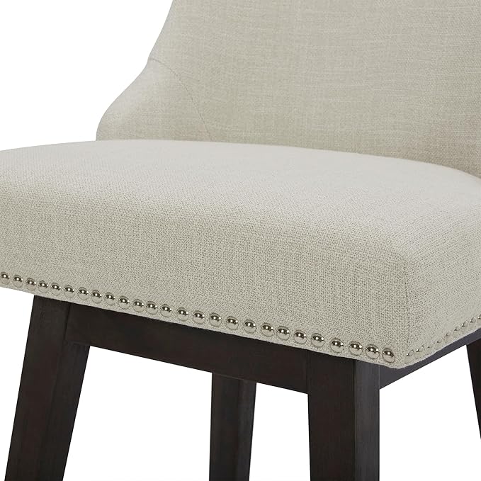 CHITA Counter Height Swivel Bar Stools Set of 3, FSC Certified Upholstered Counter Stools, Modern Swivel Barstools with Wood Legs for Kitchen Island, 26" Seat Height, Fabric in Linen