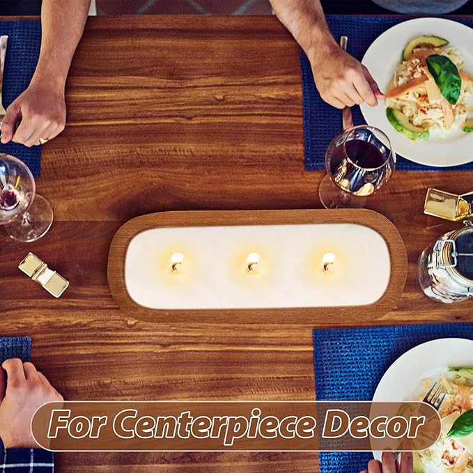 4 Pcs Wooden Dough Bowl Wood Decorative Rustic Wooden Bowls Table Centerpiece for Living Room Home Dining Room Kitchen Decoration(Brown,16' X 6'' X 2'',Classic)