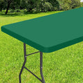 Smiry Rectangle Tablecloth, Elastic Fitted Flannel Backed Vinyl Tablecloths for 6ft Folding Tables, Waterproof Wipeable Table Covers for Indoor, Outdoor, Picnic and Camping (Emerald Green, 30"x72")