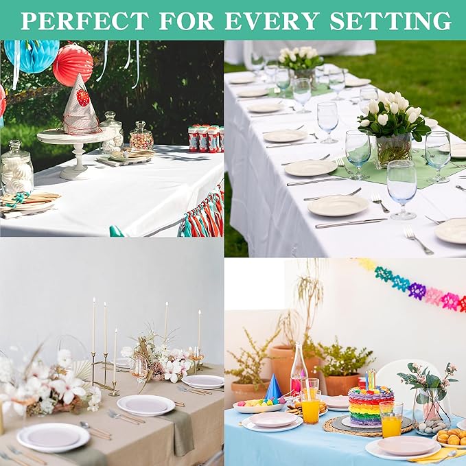 2Pack 6FT Table Cloth for Rectangular Fitted Events Stretch Red Table Covers Washable Spandex Tablecloth Protector for Party, Wedding, Cocktail, Banquet, Festival