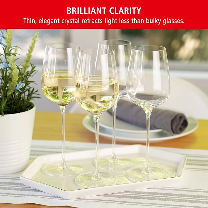 Spiegelau Willsberger Crystal White Wine Glasses Gift Set, Sleek and Lightweight Design, Elegant Glassware for Wedding Gifts, Birthday Gifts, Home Bar, Hosting Essentials, 12.9 oz, Set of 4