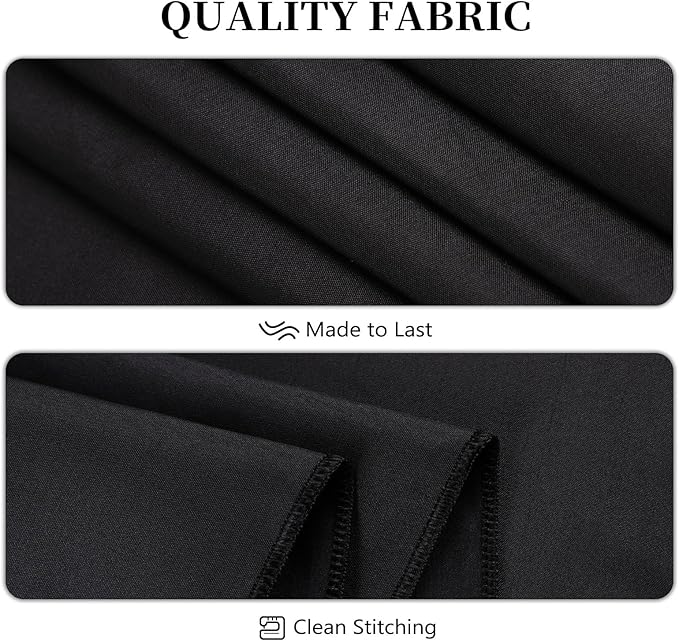 8 Pack Black Tablecloth 60 x 102 Inch Polyester Table Cloth for 6 Foot Rectangle Tables, Wrinkle Resistant Washable Decorative Fabric Table Covers for Wedding Party Banquet Buffet and Camping