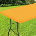 Smiry Rectangle Tablecloth, Elastic Fitted Flannel Backed Vinyl Tablecloths for 8ft Folding Tables, Waterproof Wipeable Table Covers for Indoor, Outdoor, Camping and Picnic (Mustard Yellow, 30"x96")
