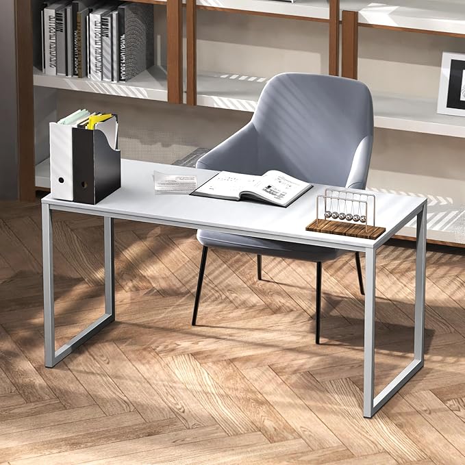 SHW Mission 55-Inch Home Office Computer Desk, White