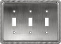 Henne Bery Rope Edge Decorative Wall Plate Switch Plate Outlet Cover (Triple Toggle, Heirloom Silver)
