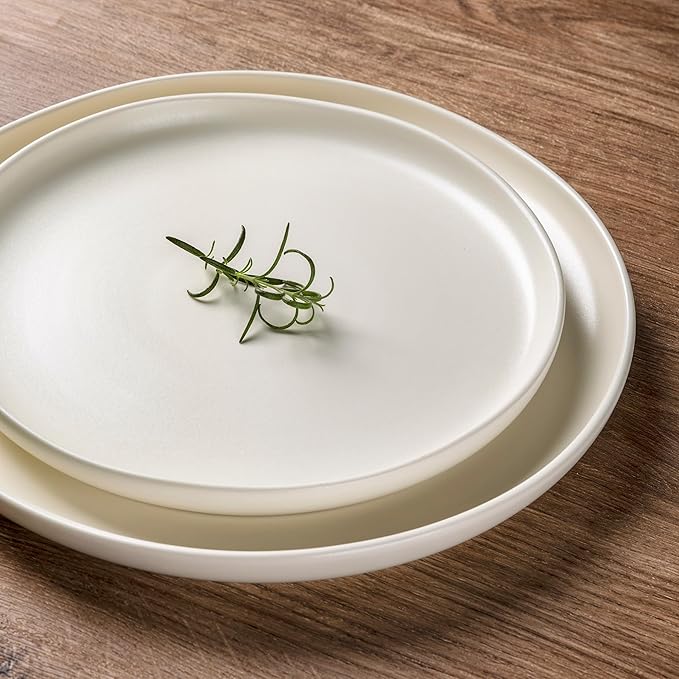 AmorArc Ceramic Dinnerware Sets, Wavy Rim Stoneware Plates and Bowls Sets,Dishwasher & Microwave & Oven Safe Dishes set, Service for 4 (12pc)