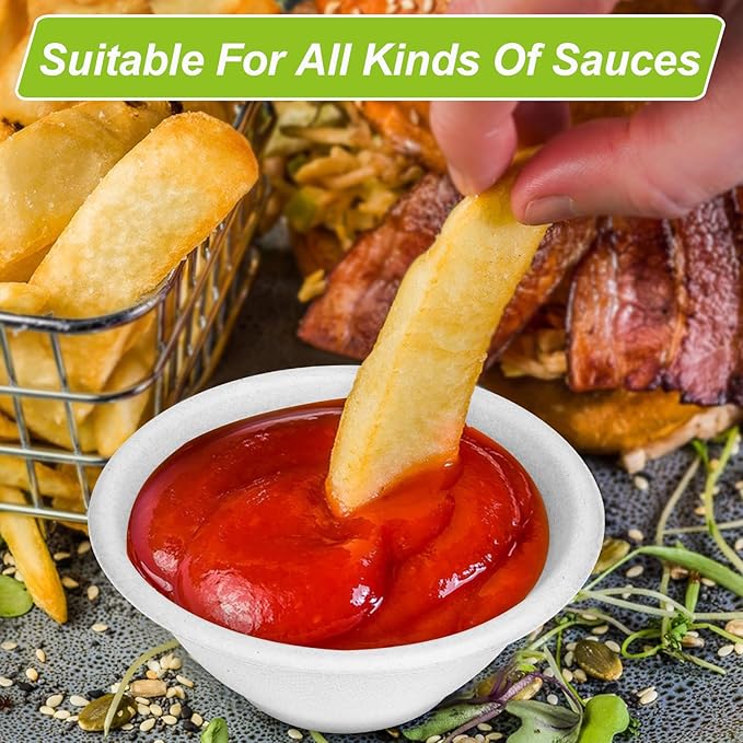 6 oz Small Disposable Bowls, 200 Pack Chili Bowls Disposable, Compostable Paper Bowl For Sauces, Ice Cream, Biodegradable White Bagasse Bowl