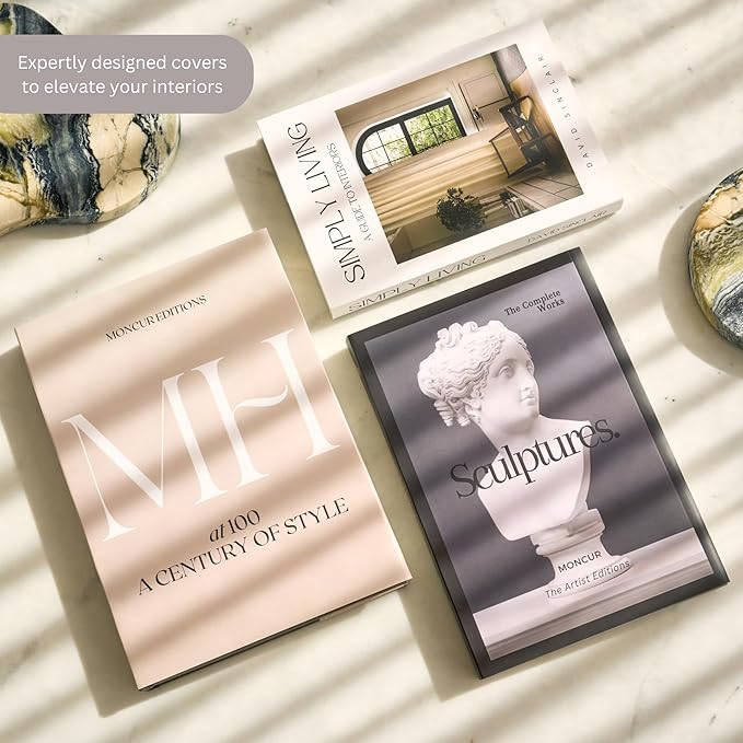 Decorative Coffee Table Books for Home Décor Accents Bookshelf Decor with Real Blank Pages and Removable Covers Set of 3 Mid Century Modern Fake Books for Decoration Room Decor Aesthetic