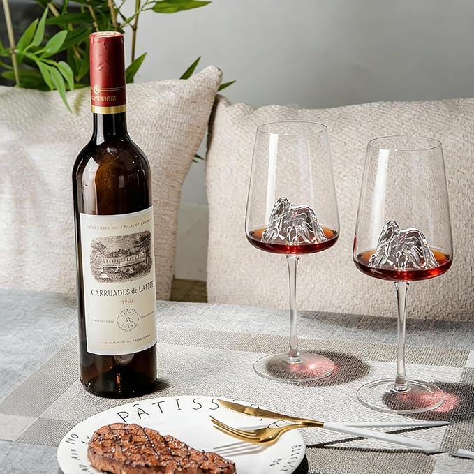 16oz Wine Glasses Set of 1,Unique Mountain Wine Glasses for Red Wine, White Wine Glasses,Suitable for Anniversary Party, Wedding and Home，Single Pack