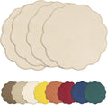 AHHFSMEI Round Faux Linen Placemats Set of 4 Waterproof Table Mats Heat Resistant Non-Slip and Stain Proof for Kitchen Dining Elegant Decor (Beige,4)