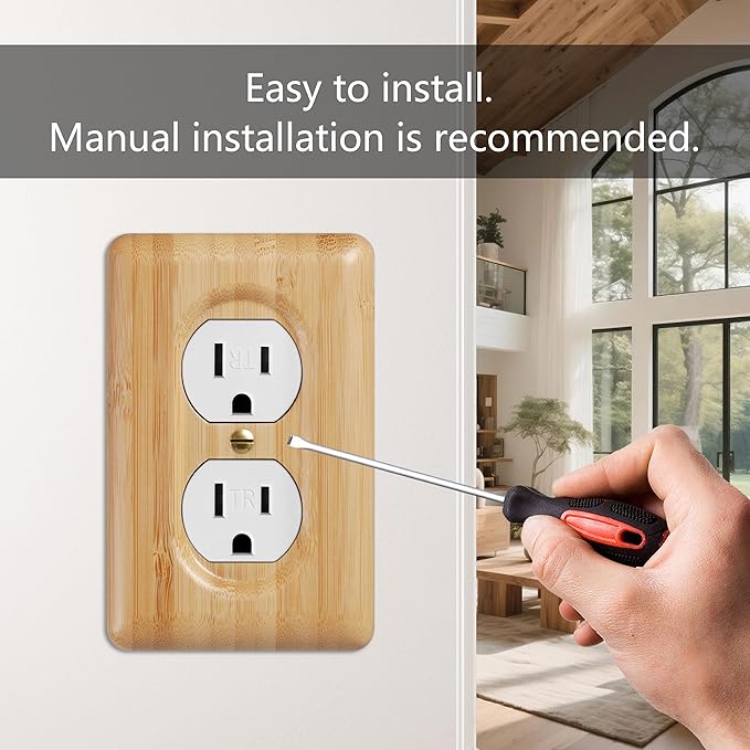 Wood Outlet Covers Bamboo Single Duplex Wall Plates for Electrical Outlets, Decorative Outlet Covers
