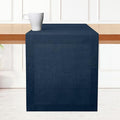 D'Moksha Homes Linen Table Runner 48 Inches - 100% Pure Linen Navy Blue Table Runner 14 x 48 Inch for Coffee Tables, Dresser, Easter - Machine Washable