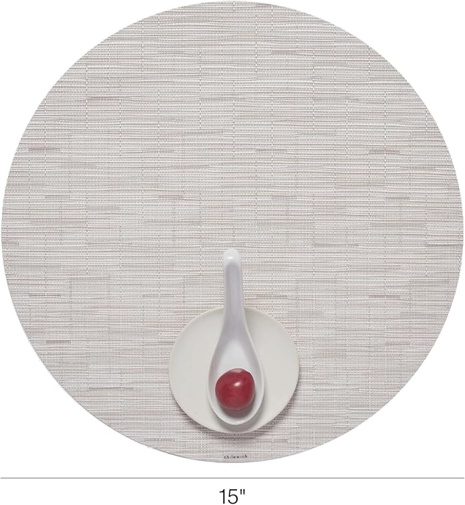 Chilewich Bamboo Placemats Set of 4 - Round Woven Placemats - Reusable, Stain-Resistant, Indoor/Outdoor Tabletop Protection - 15" - Coconut