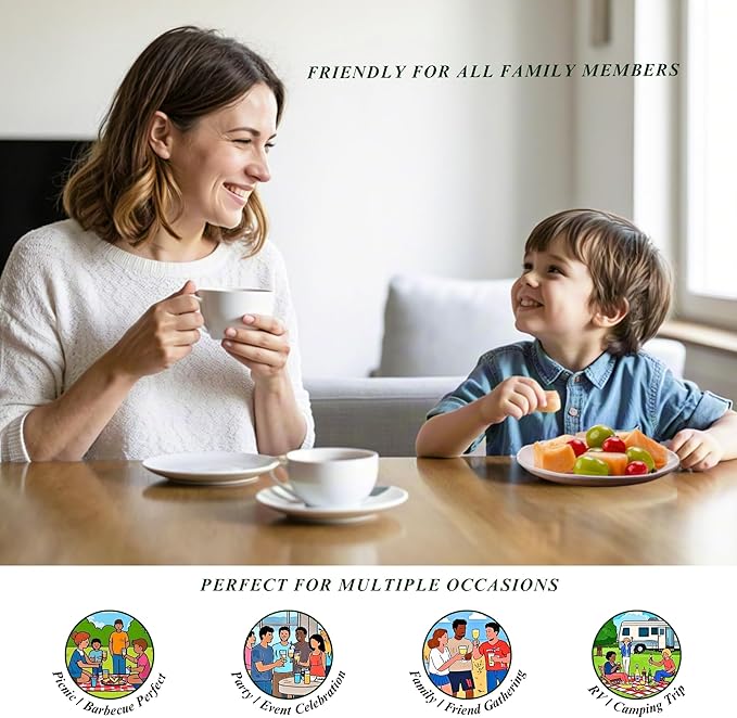 6.7-Inch Melamine Dessert Plates (Set of 6) - Unbreakable and Reusable Dinnerware with Ceramic Feel, Stackable and Dishwasher-Safe (White)