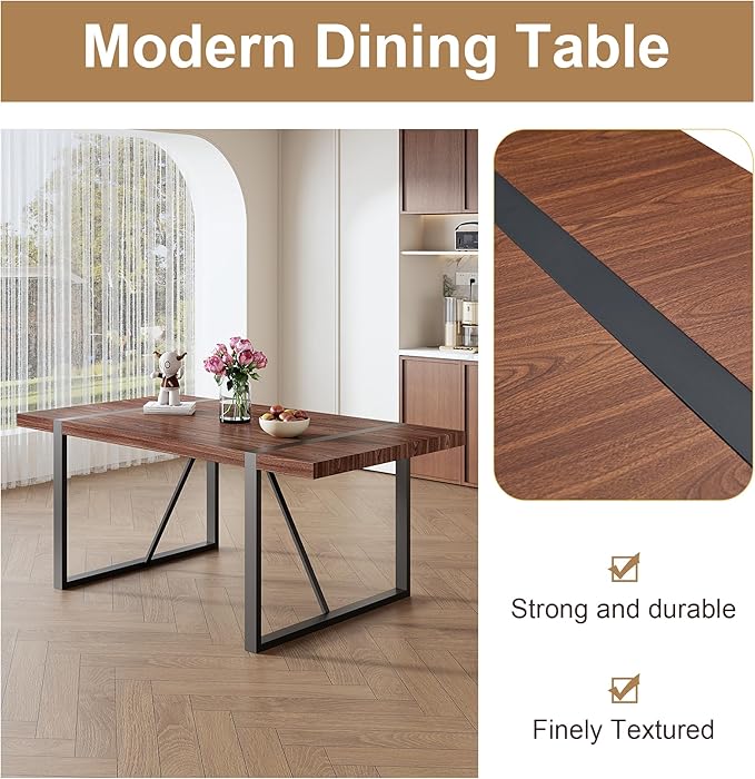 7 Piece Dining Table Set for 6,Modern 71'' Rectangle Dining Table and Modern Dining Chairs 6,Kitchen Table and Chairs for 6,Ideal for Kitchen Dining Room