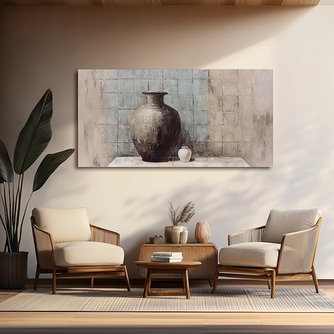 Paintings Home Decor Vintage Wall Decor Wall Decorations Rustic Farmhouse Wall Art Vase Painting Framed Art Abstract Canvas Wall Art for Living Room Bedroom Dining Room Home Office Decor 24"X48"