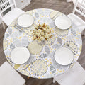 Walrus Round Vinyl Fitted Tablecloth with Flannel Backing Elastic Edge Design Table Cover Waterproof Oil-Proof PVC Table Cloth Stain-Resistant Best for 37"-44" Round