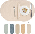 Round Wipeable Placemats Set of 4 – Faux Leather Round Table Mats, Waterproof & Washable Vinyl Placemats, Circle Design for Dining Table Decor– Ivory Beige