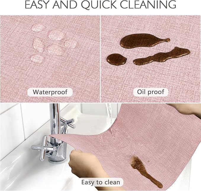 Faux Leather Placemats Set of 8 Washable PU Table mats for Kitchen Table - Heat Resistant, Waterproof, Easy Clean, Anti Slip 11.8" x 17" (Pink-8 Pack)