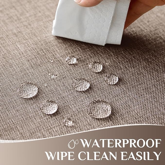 Softalker Extra Lang Table Cloth for 6/8 Foot Rectangle Table 60x120 inch Faux Linen Tablecloth Outdoor Waterproof and Stain Resistant Brown Table Cover for Party Picnic Decor Farmhouse Tabletop