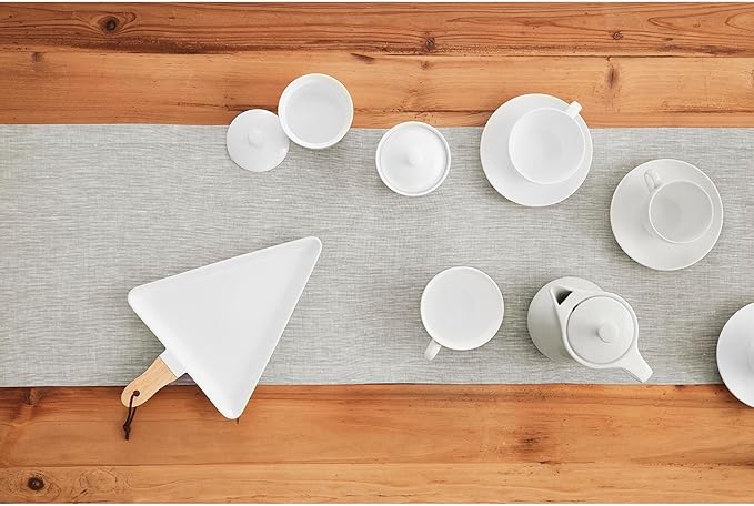 Solino Home Linen Table Runner 90 Inches Long - Athena, 100% Pure Linen Oyster Grey 14 x 90 Inch Table Runner for Dining, Spring, Easter
