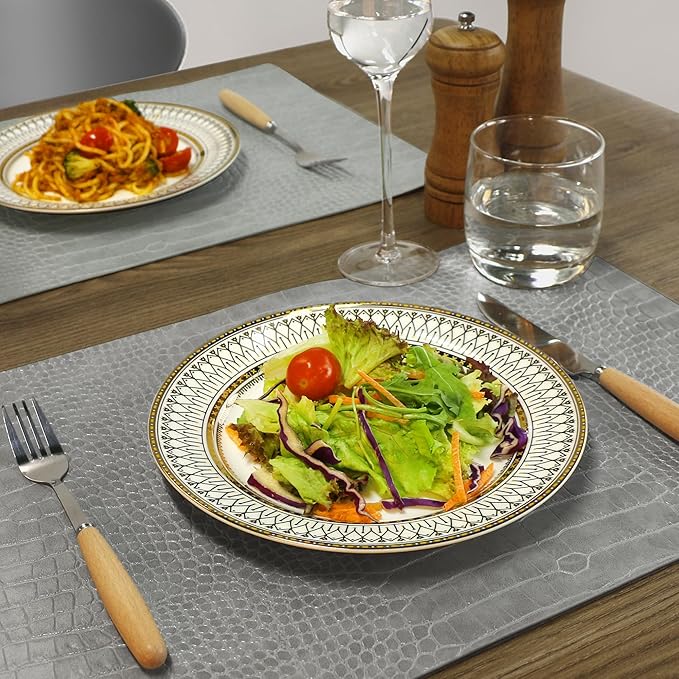 Set of 8 Faux Leather Placemats, PU Table Mats, Waterproof, Stain Resistant, Heat Resistant, Easy to Clean for Kitchen Dining Table,Conference Table