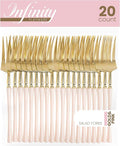 PlasticPro 20 Count Gold and Pink Plastic Salad Forks Premium Quality Heavy Duty Disposable Elegant Silverware Two Tone Salad Forks for Party