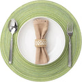 Round Placemats Set of 6 Woven Placemats Washable Braided Table Mats for Dining Table Heat Resistant Non-Slip Circle Place Mats(Green)