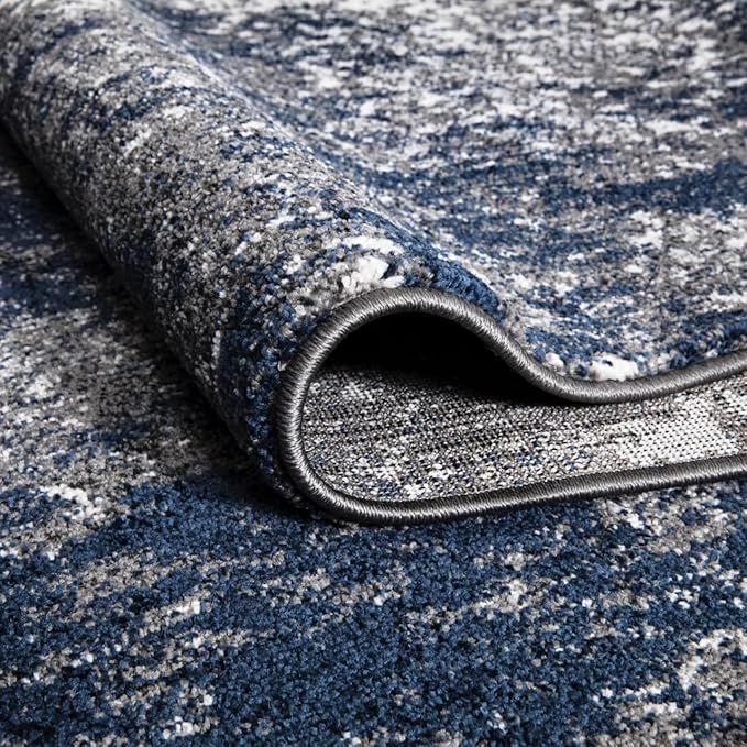 Keen Home Design Area Rugs - 2x18 Non-Shedding, Abstract Rugs for Kitchen, Living Room, Bedroom, Dining Room, Entryway - Size: 2'8" x 18', Navy/Grey/White