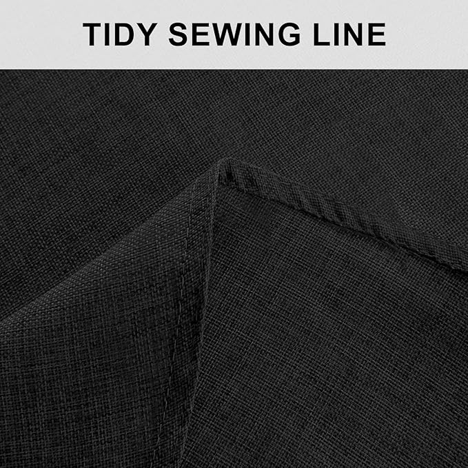 Hiasan Black Round Linen Tablecloth 60 Inch - Wrinkle and Stain Resistant Washable Polyester Fabric Table Cloth for Dining Room Kitchen Party