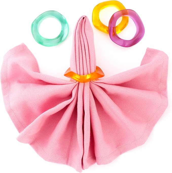 ALPHA Living HOME Set of 12 Epoxy Resin Napkin Rings - Handcrafted Napkin Ring Holders 1.5" Napkin Rings for Christmas Party Decoration, Dinning Table, Family Gatherings, Table Décor(Multi Pastel)