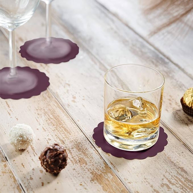 Disposable Plum Paper Coasters for Drinks, 3.5 Inch Round Coasters for Bar, Cocktail, Beverage, Wine Or Event, 500 Pack Bulk