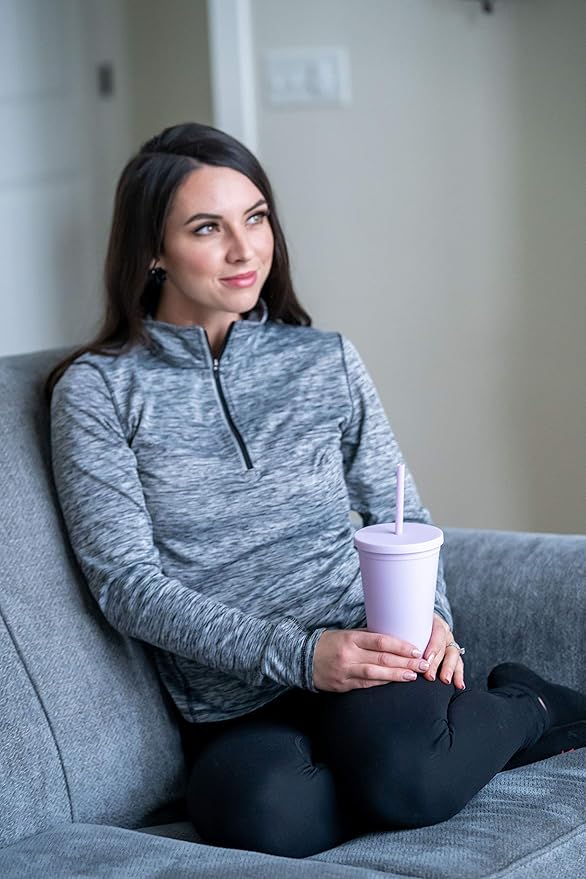 STRATA CUPS 16 Oz Tumbler with Lid and Straw (12 pack) - Pastel Lilac Colored Cups, Double Wall Matte Acrylic Tumblers with Lids and Straws Cleaner! Vinyl Customizable DIY Gifts for Event and Parties