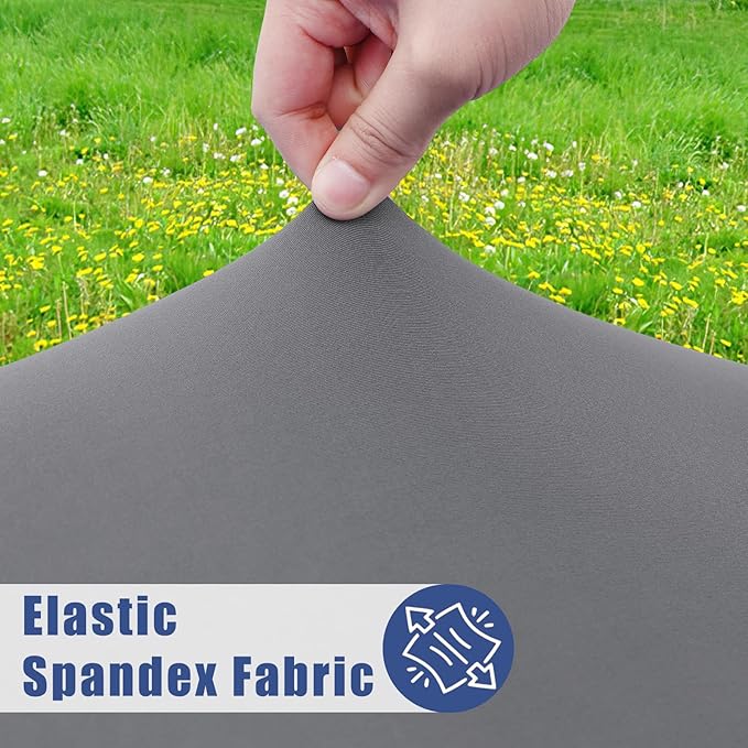 Spandex 8 Foot Rectangle Table Cloth 2 Pack, Elastic Fitted Tablecloths for Picnic, Stretch Washable Patio Table Cover for Outdoor, Camping, Banquet and Parties (Grey, 30"x96")